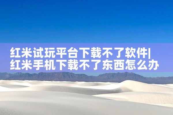 红米试玩平台下载不了软件